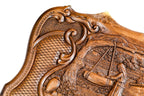 Rural Scene Inlay Mount Ararat backgammon board - corner detail of the board