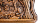 Rural Scene Inlay Mount Ararat backgammon board - hand-carved detail shot