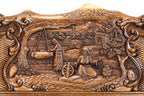 Rural Scene Inlay Mount Ararat backgammon board - corner detail of the board