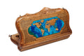 World map epoxy backgammon board with Mount Ararat outline handcrafted design
