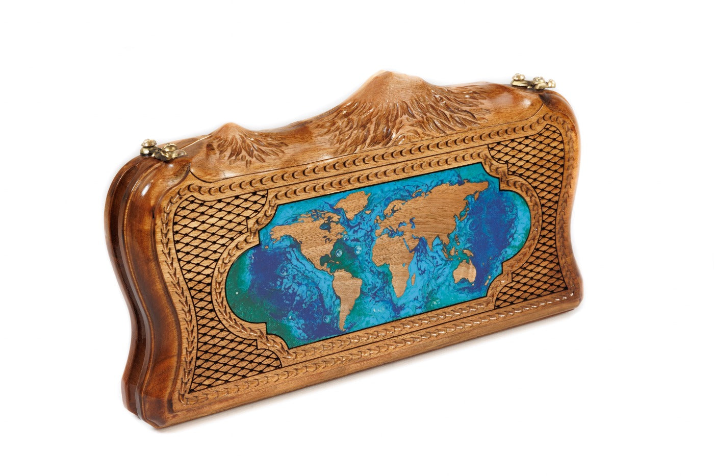 Backgammon Board - World Map Epoxy With Mount Ararat - Unumperfectus
