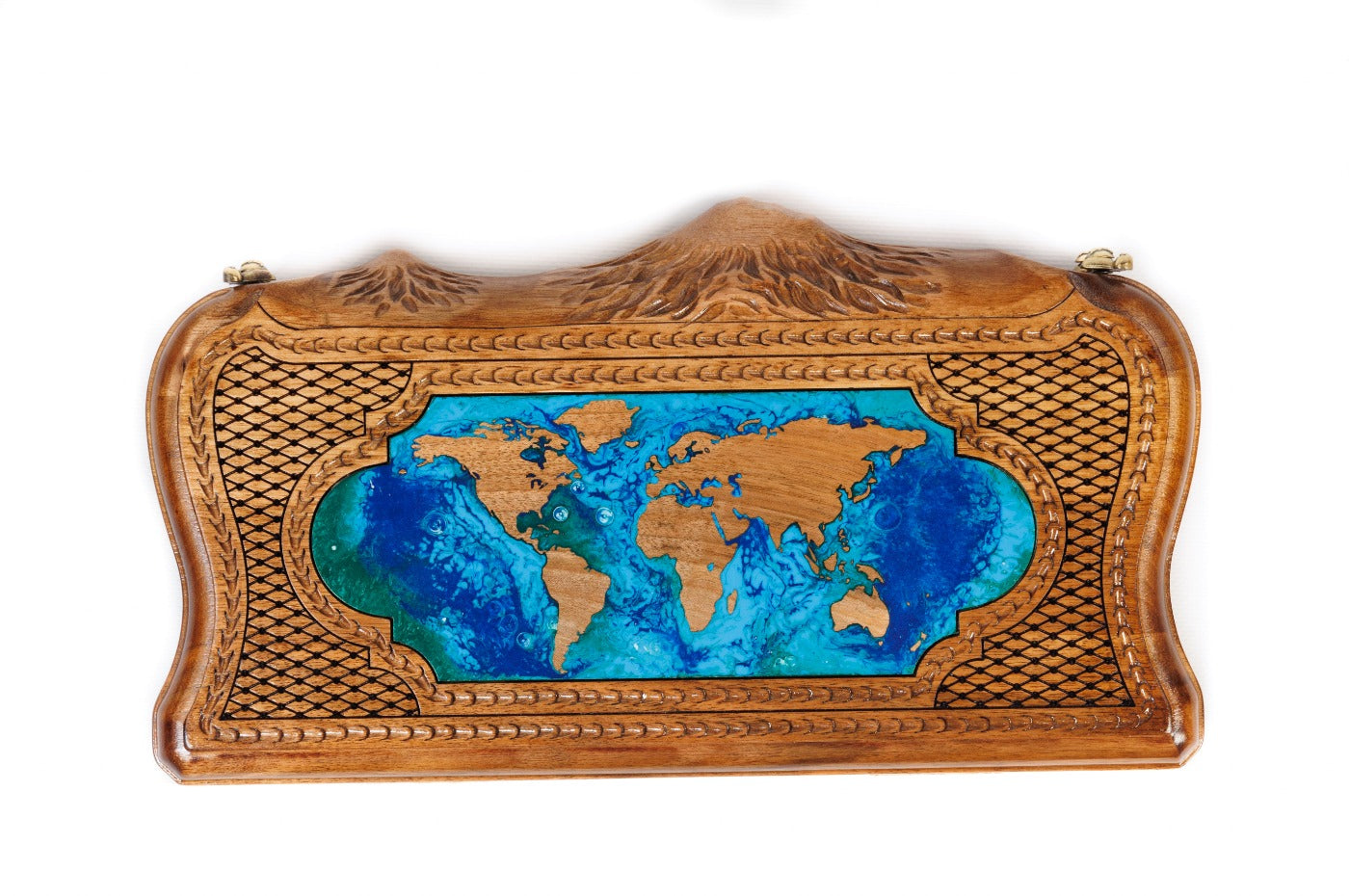 Backgammon Board - World Map Epoxy With Mount Ararat - Unumperfectus