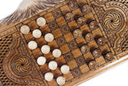 World Map Epoxy Mount Ararat backgammon board - hand-carved detail shot