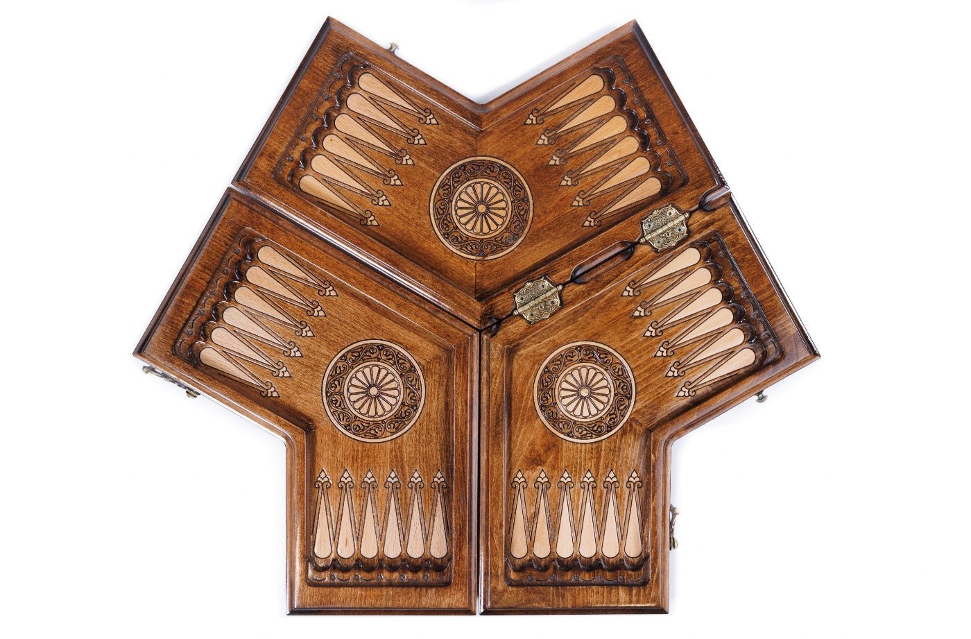 Backgammon board for three players handcrafted wood style
