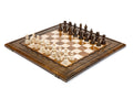 Wooden chess set with stippled border and scalloped inner frame in dark beech wood — by Hrachya Ohanyan