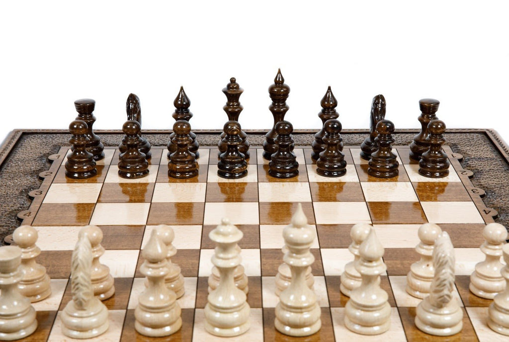 Wooden Carved Chess Set & Backgammon Board  —  23.6" | 60 cm - Unumperfectus