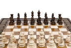 Carved chess and backgammon set - board surface detail