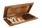 Carved chess and backgammon set in wood by Hrachya Ohanyan
