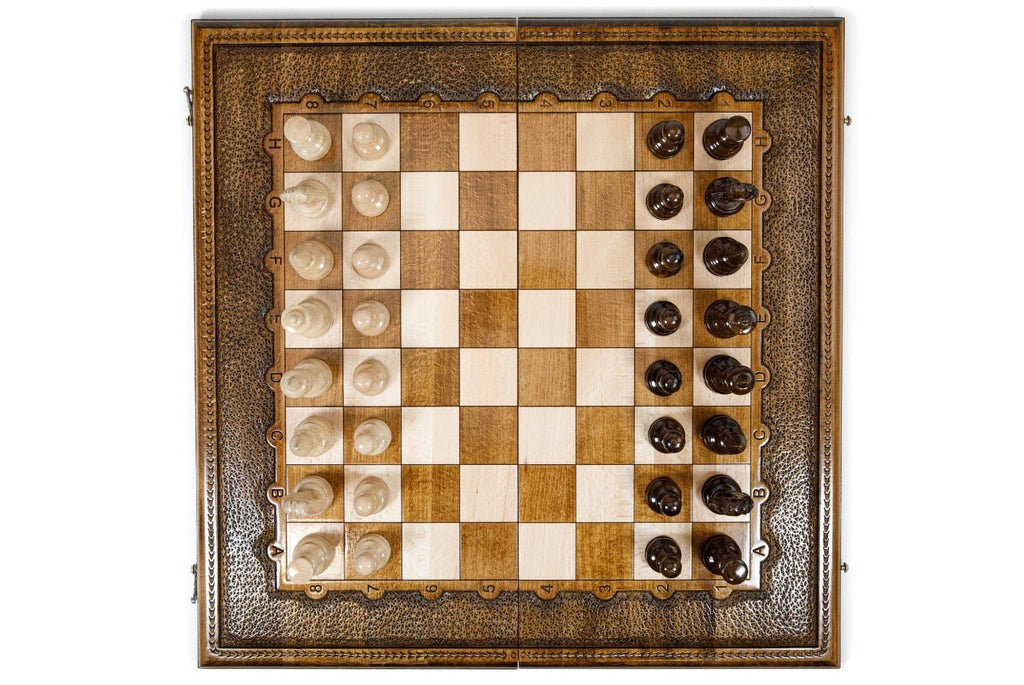 Wooden Carved Chess Set & Backgammon Board  —  23.6" | 60 cm - Unumperfectus