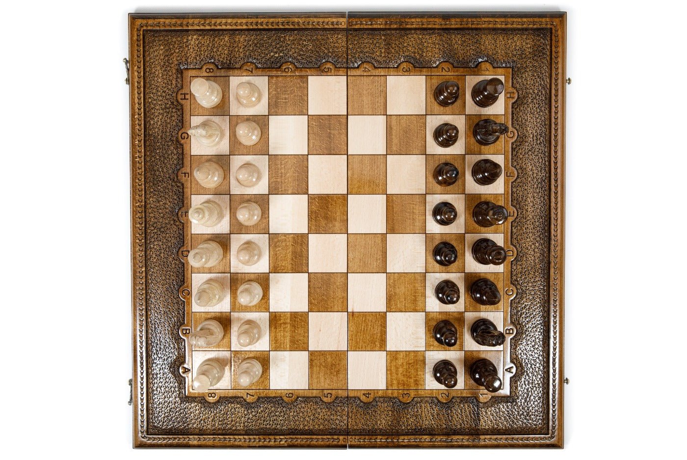 Wooden Carved Chess Set & Backgammon Board  —  23.6" | 60 cm - Unumperfectus