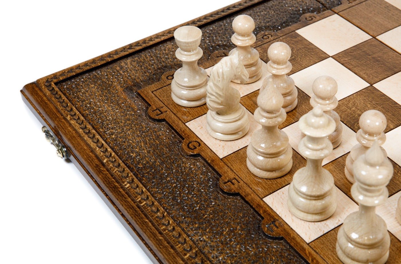 Wooden Carved Chess Set & Backgammon Board  —  23.6" | 60 cm - Unumperfectus
