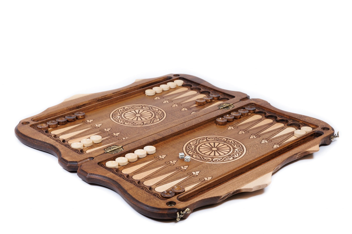 A close-up view of the hand-carved grape clusters, showcasing the precision and depth of the solid wood craftsmanship.