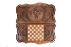 Grape Cluster backgammon board - playing pieces and dice arranged on the board