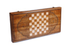 Back cover of the We Are Our Mountains backgammon set: chequerboard inside the lattice cartouche