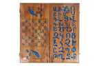 Armenian Alphabet Epoxy Resin Design backgammon board in epoxy resin and wood by Hrachya Ohanyan