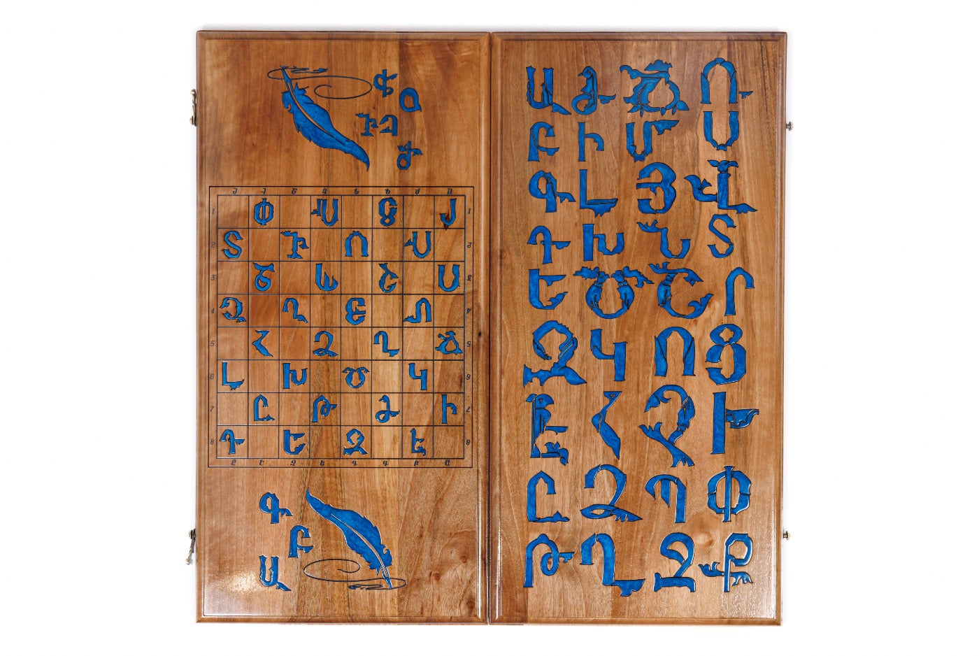 Backgammon Board - Armenian Alphabet Epoxy Resin Design