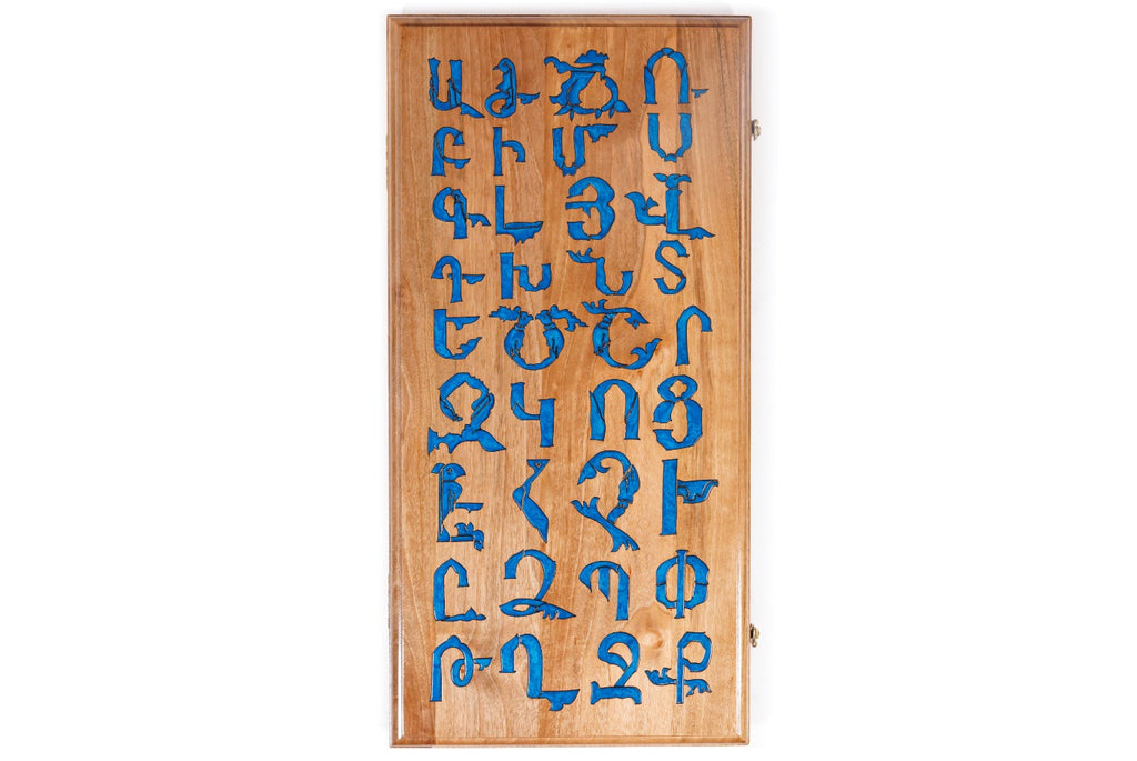 Backgammon Board - Armenian Alphabet Epoxy Resin Design