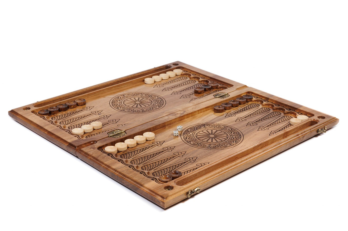 Interior view of the open board highlighting the mirror-polished playing field and resin finish.