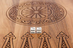 Armenian Alphabet Epoxy Resin Design backgammon board - hand-carved detail shot