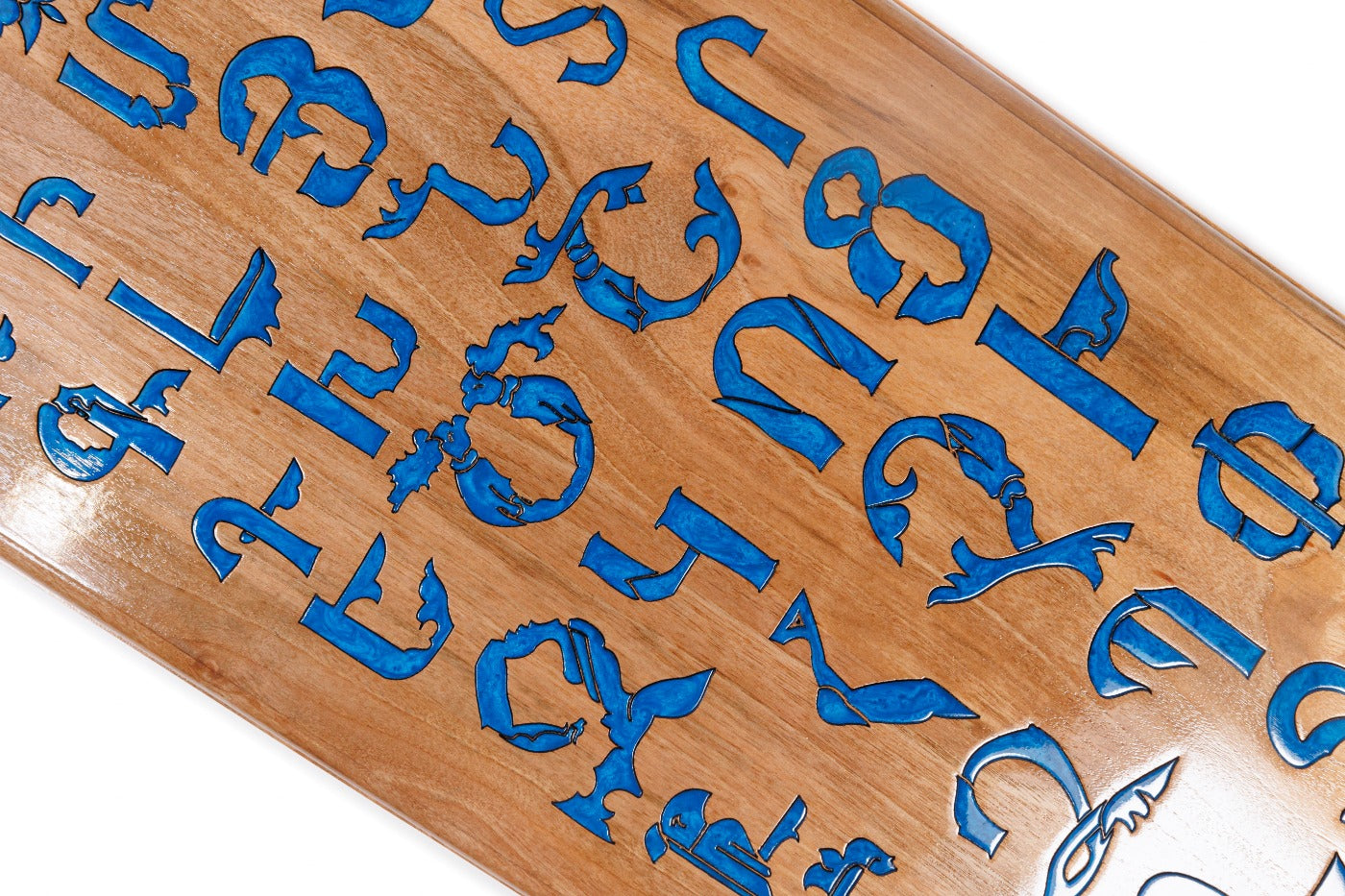 View of the 11672-style classic frame with epoxy-filled alphabet details.