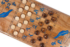 Armenian Alphabet Epoxy Resin Design backgammon board - angled view