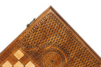 Mount Ararat backgammon board - playing pieces and dice arranged on the board