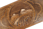 The interior view of the open Hrachya Ohanyan Ararat set highlighting the smooth wood finish and professional pips.