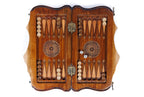 Coat of Arms of Armenia backgammon board - playing pieces and dice arranged on the board