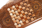 Coat of Arms of Armenia backgammon board - hand-carved detail shot