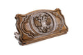 A frontal shot of the closed Russian Coat of Arms backgammon board carved inside the copyrighted Mount Ararat outline.