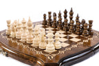 Premium luxury wooden chess board with artistic contour outline design