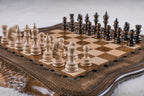 Carved chess and backgammon set in wood by Hrachya Ohanyan