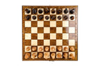 Handmade wooden chess set with classic piece design