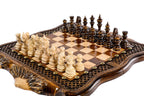 Premium luxury chess board with Armenian braid artwork and Ararat outline