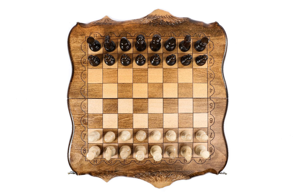 Handmade Chess Set With Mount Ararat Outline 50 cm | 19.7" - Unumperfectus