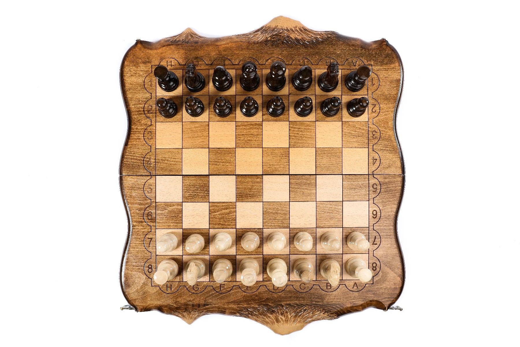 Handmade Chess Set With Mount Ararat Outline 50 cm | 19.7" - Unumperfectus