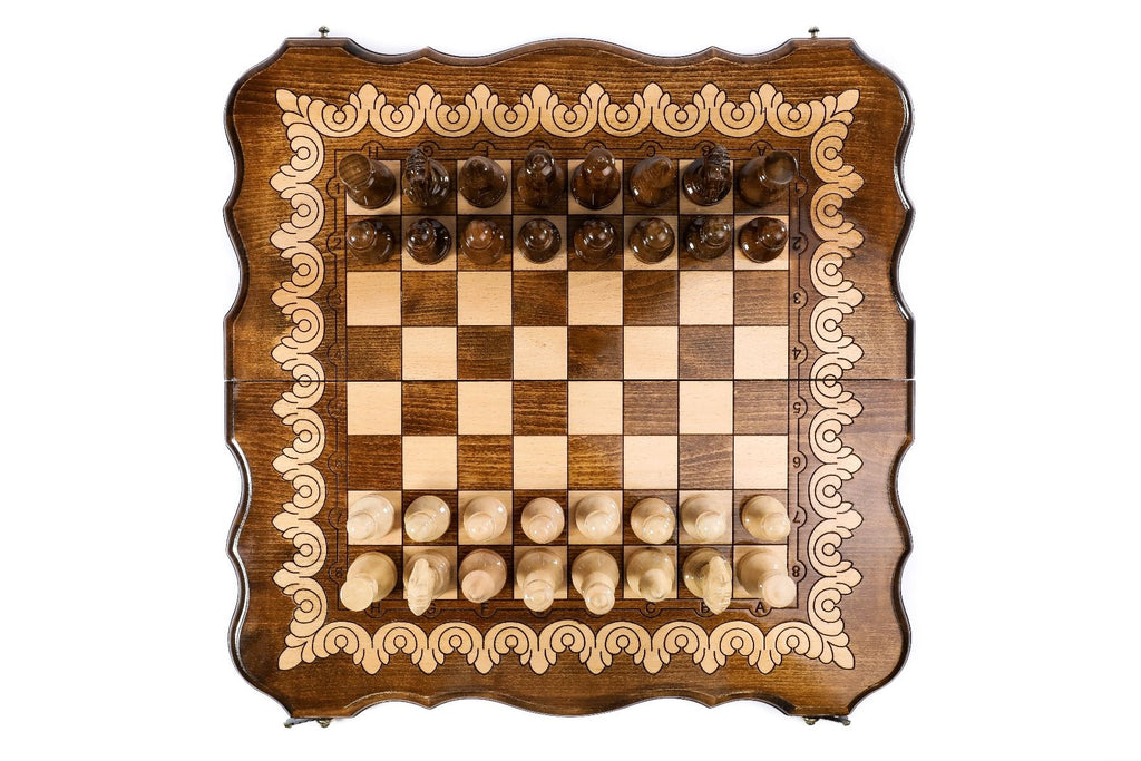 Wooden Chess Set with Contour Outline 19.7" | 50 cm - Unumperfectus