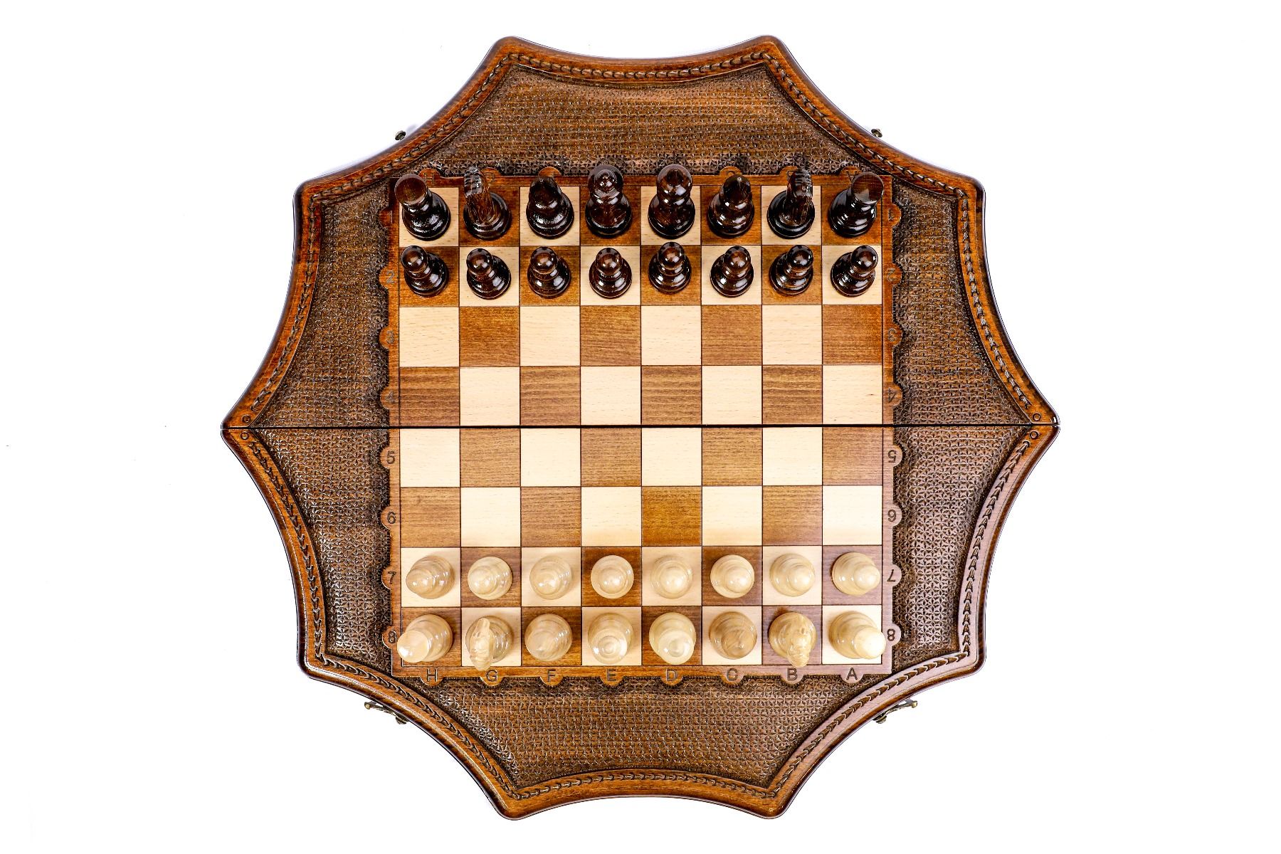 Wooden Carved Chess Set Star-Shaped 60 cm | 24.7" - Unumperfectus