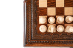 Classic chess set - close-up of hand-carved chess pieces