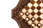 Carved floral border of the luxury chess table