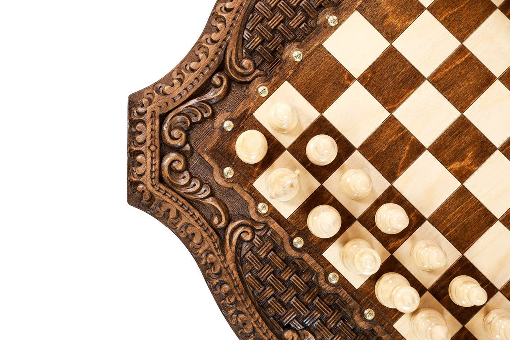 Table Chess Set - Wooden Design with Contour Outline - Unumperfectus