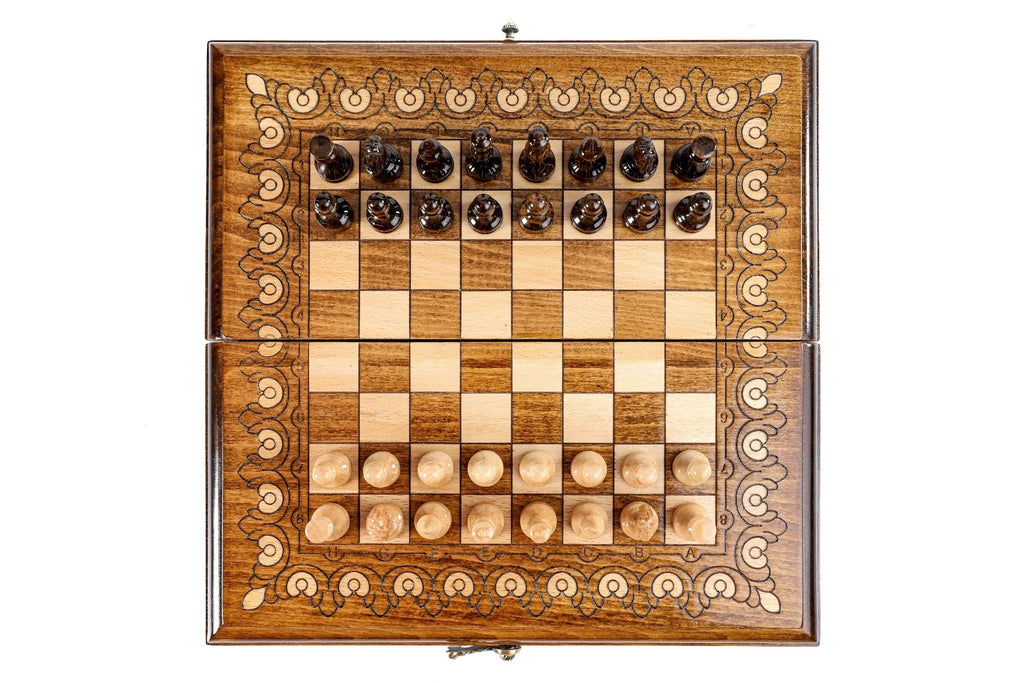 Small classic chess set with clean elegant handcrafted finish