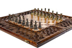 Handcrafted Armenian wooden chess board ornamental bronze sculpture style