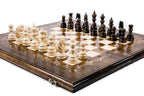 Wooden chess and backgammon classic board clean natural wood grain design
