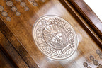 Coat of Arms of Uzbekistan backgammon board - close-up of the playing surface