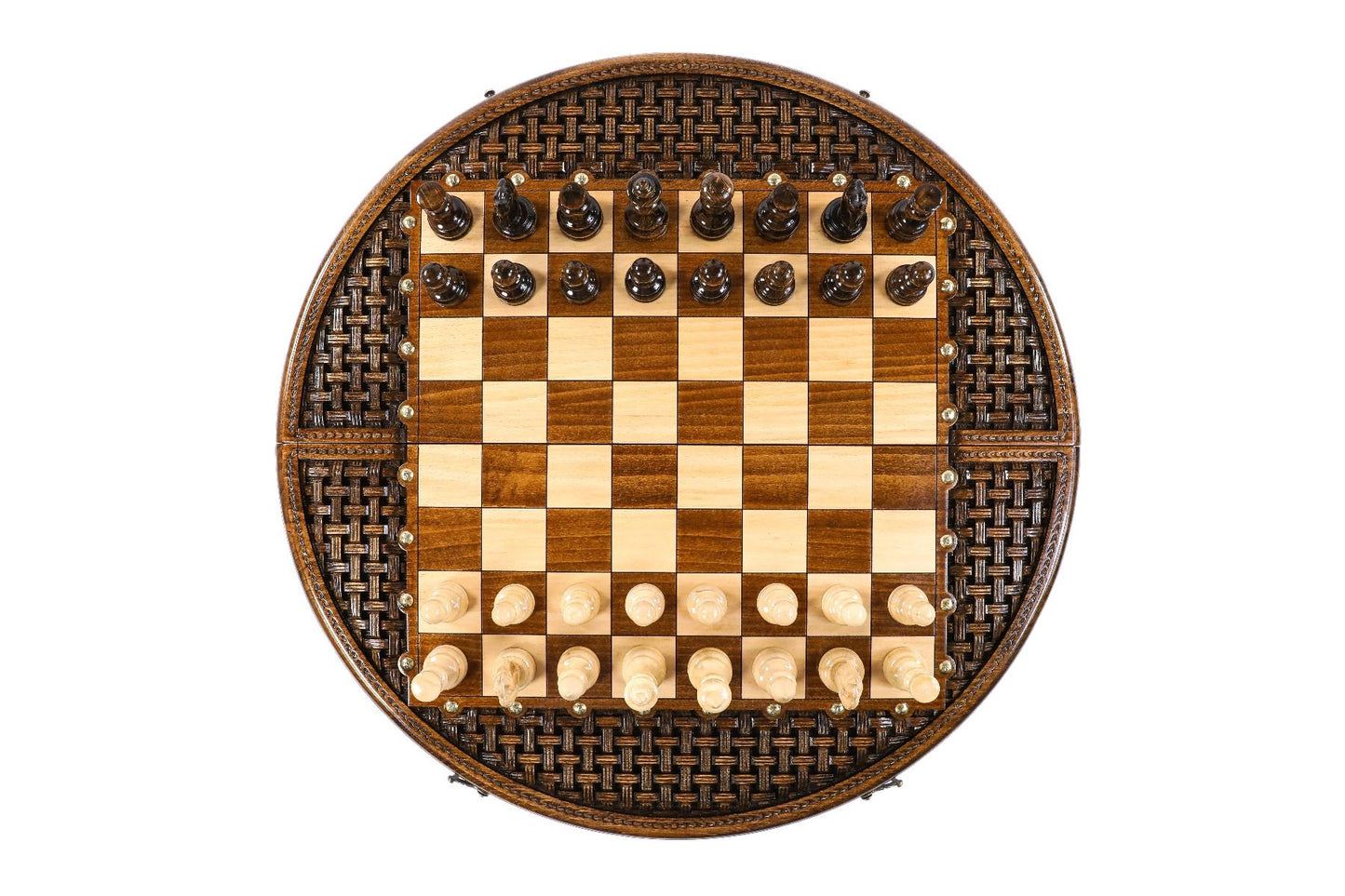 Unique Circular Carved & Handmade Chess Set - Artistic Design