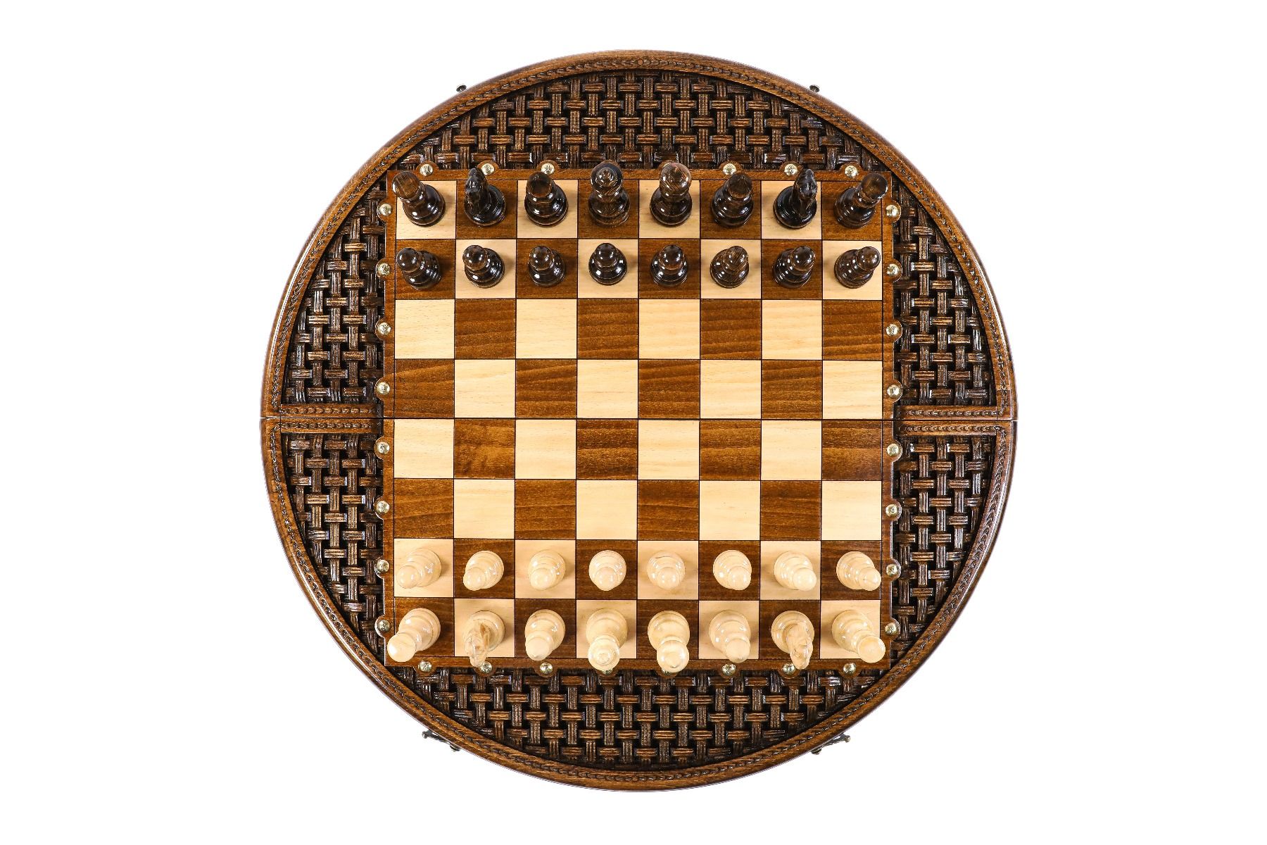 Unique Circular Carved & Handmade Chess Set - Artistic Design - Unumperfectus