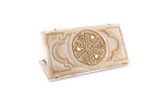 Pomegranates and grapes Armenian backgammon set in white and gold, closed, fruit in deep relief on the lid, 23.6 inch / 60 cm