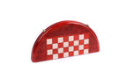 Folded semicircle of the round red chess board with hand-carved textured border