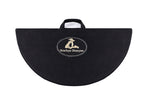 Front of the branded semicircle carrying bag with handle, included with the round chess set